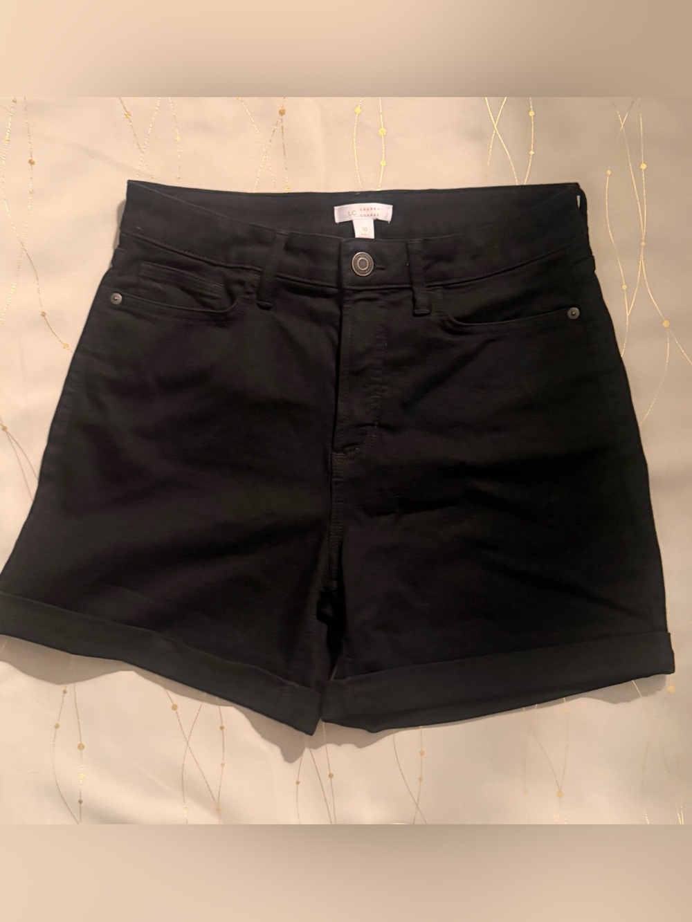 LC Lauren Conrad Black High-Rise Cuffed Shorts-10
